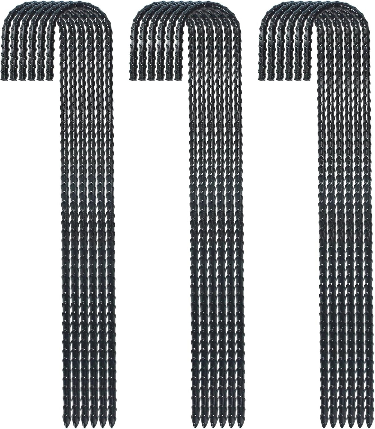 16 Inch Ground Rebar Stakes, J Hook Extra Heavy Duty Rust Proof Coated Steel Ground Anchors with