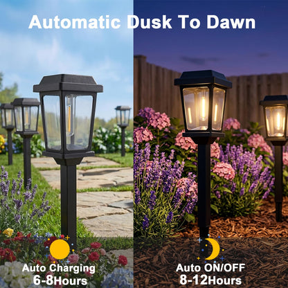 DOESLAG 12 Pack Solar Lights Outdoor, Modern Solar Pathway Lights Outdoor, Waterproof Auto On/Off