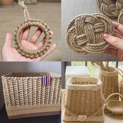 5mm Jute Twine, 164 Feet Braided Jute Rope, Heavy Duty and Thick Twine Rope for DIY Artwork