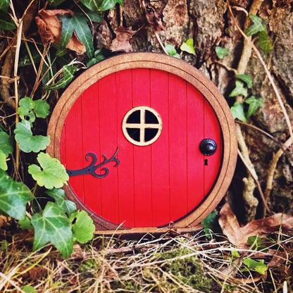 1Pc Red Fairy Garden Door for Tree, Fairy Doors for Trees Outdoor and Tree Trunk, Mini Fairys