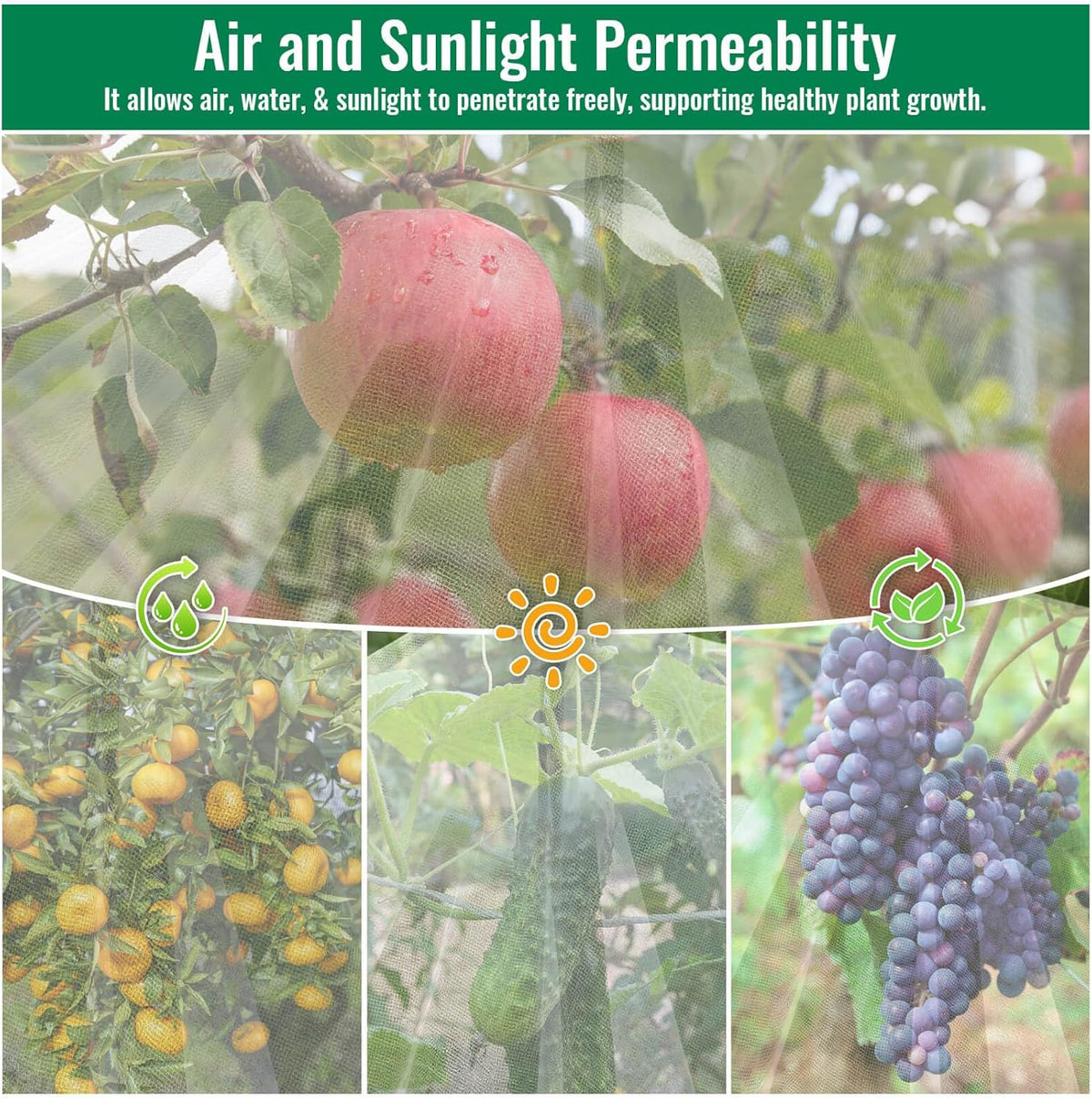 Mckanti 8.2 x 6.6 ft Fruit Tree Netting with Zipper and Drawstring for Garden, Bird Netting Covers