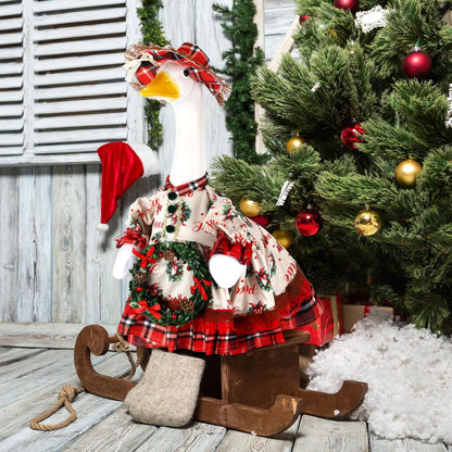 Suzile Christmas Wreath Outfit Clothes for 23 Inch High Cement or Plastic Geese Ghost Lawn Porch