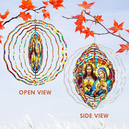 FLAGWIX Christmas Sacred Heart Wind Spinners Outdoor - 3D Stainless Steel Metal Wind Spinners 12 in