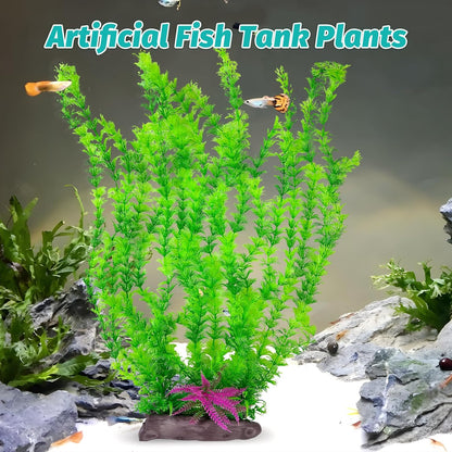 Hamiledyi Aquarium Plastic Plants Aquarium Decor Artificial Fish Tank Plants,Tall Fish Tank