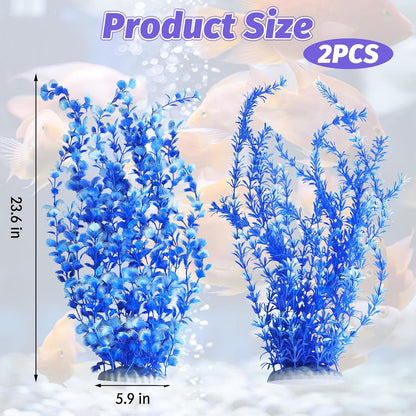 Hamiledyi Aquarium Plastic Plants Aquarium Decor Artificial Fish Tank Plants,Tall Fish Tank