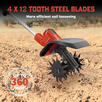Cordless Tiller Cultivator for Milwaukee 18V Battery(Tool Only),Brushless Motor,Electric Garden