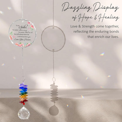 Glass Ornament Suncatcher - to My Sister Love You Forever - Christmas Birthday Gift for Sister