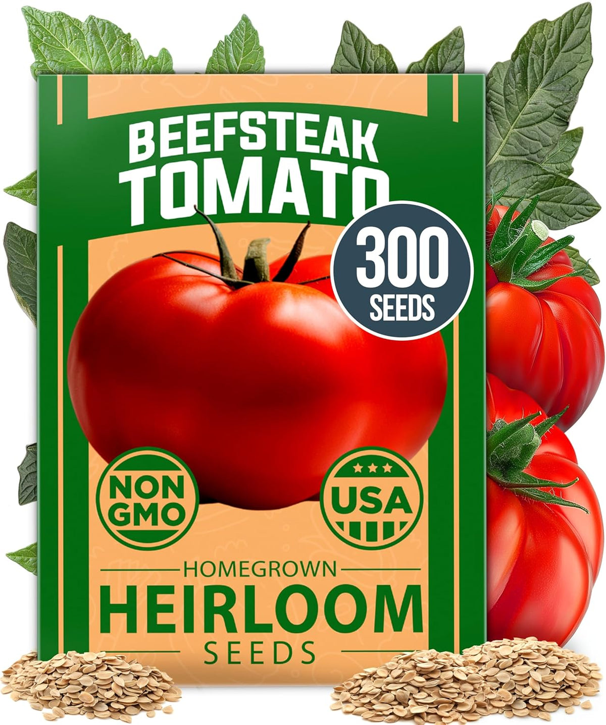 HOME GROWN Beefsteak Tomato Seed Pack - 300 Heirloom Tomato Seeds for Planting Outdoors