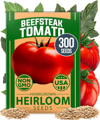 HOME GROWN Beefsteak Tomato Seed Pack - 300 Heirloom Tomato Seeds for Planting Outdoors