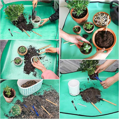 2Pcs Repotting Mat - Large 39'' & Small 26'' Foldable Waterproof Plant Gardening Mat with
