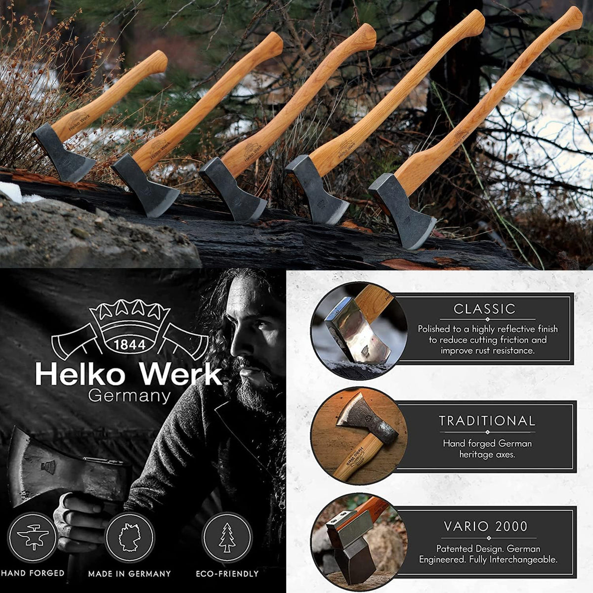 1844 Helko Werk Germany Traditional Bavarian Woodworker Axe - Made in Germany Heavy Duty Felling