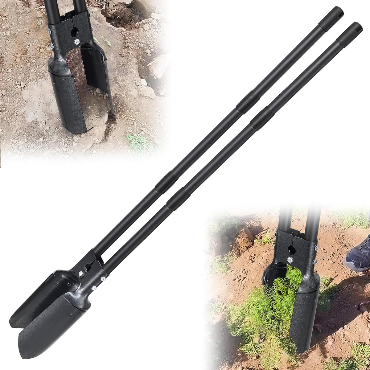 Post Hole Digger Tool, Heavy Duty Post Hole Digger with 55 Inch Handle, Dual Sharp Blades for Soil