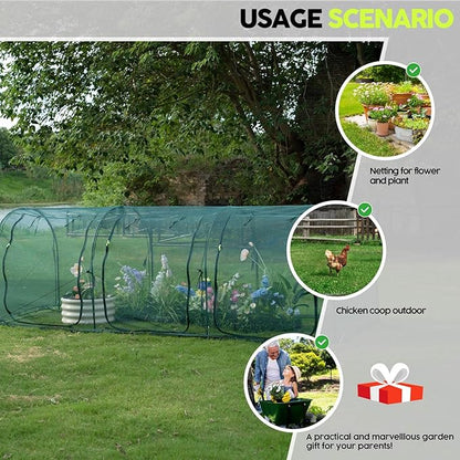 Poray Large 12.3X4FT Tunnel Plant Netting Cover,4.1FT Tall Crop Cage Tomato Netting for