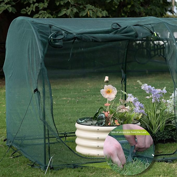 Poray Large 12.3X4FT Tunnel Plant Netting Cover,4.1FT Tall Crop Cage Tomato Netting for