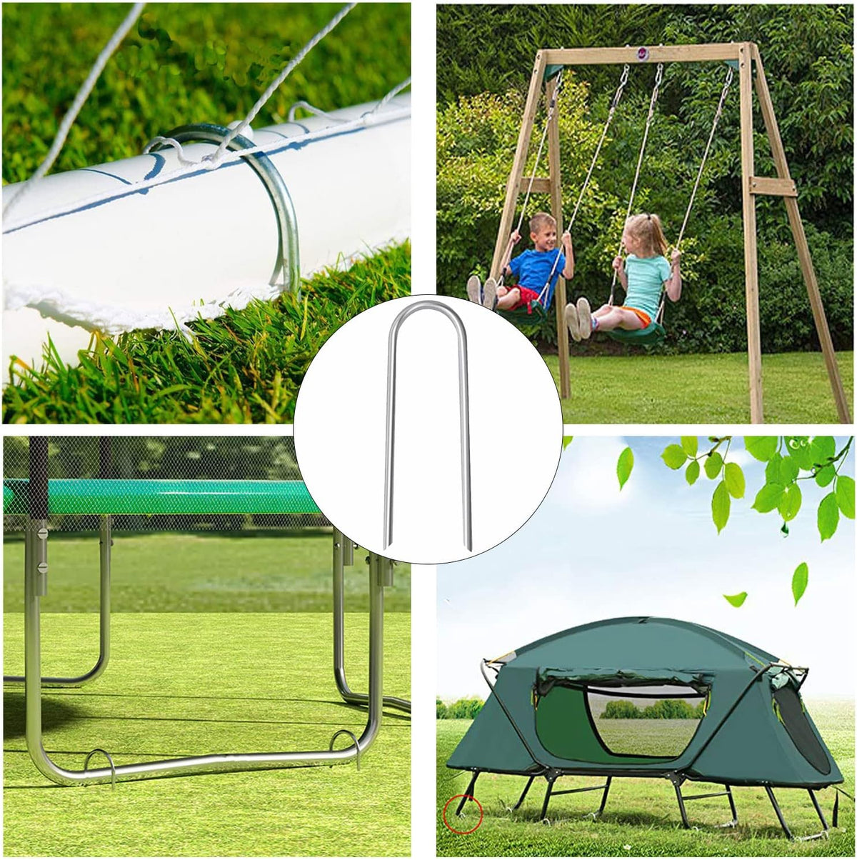 10inch Trampoline Stakes Heavy Duty Trampoline Parts Wind Stakes U Type 8pcs Ground Anchors High