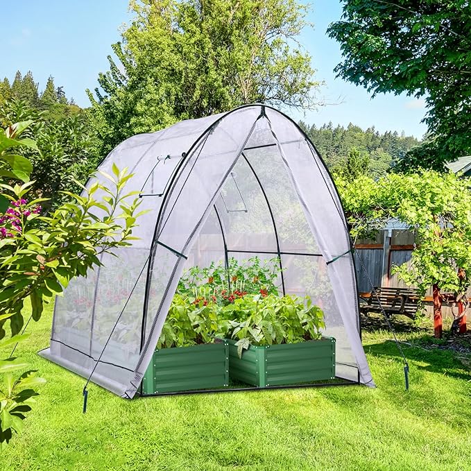 Ohuhu Portable Tunnel Greenhouse Outdoor: Heavy Duty Walk in Green House with Mesh Windows Durable
