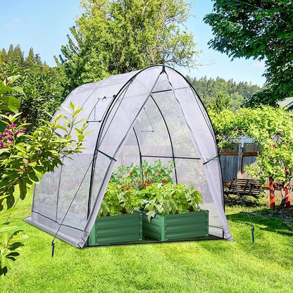 Ohuhu Portable Tunnel Greenhouse Outdoor: Heavy Duty Walk in Green House with Mesh Windows Durable