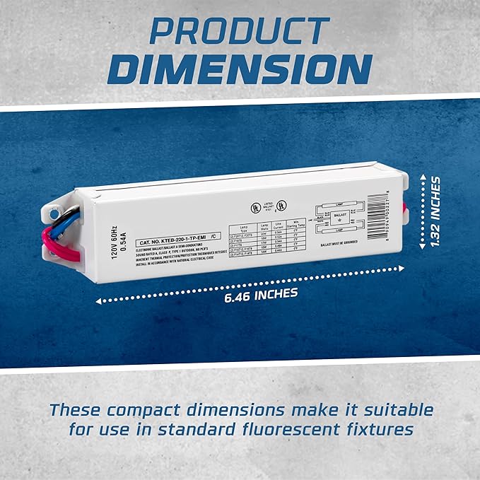 OHLECTRIC Replacement for Keystone KTEB-220-1-TP-EMI 2 Lamp T12 Electronic Fluorescent Ballast |