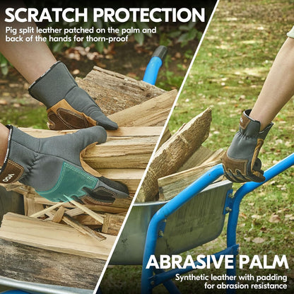 Vgo... 1-Pair Gardening Gloves Men, Safety Work Gloves, Puncture-proof, Thornproof, Touchscreen