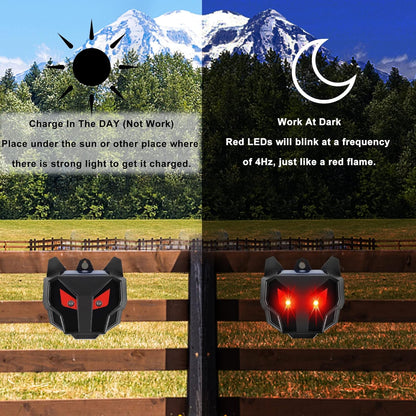 Solar Animal Repellent, Set of 4 Predator Eyes Animal Deterrent Sentinels with Red LED Blinking