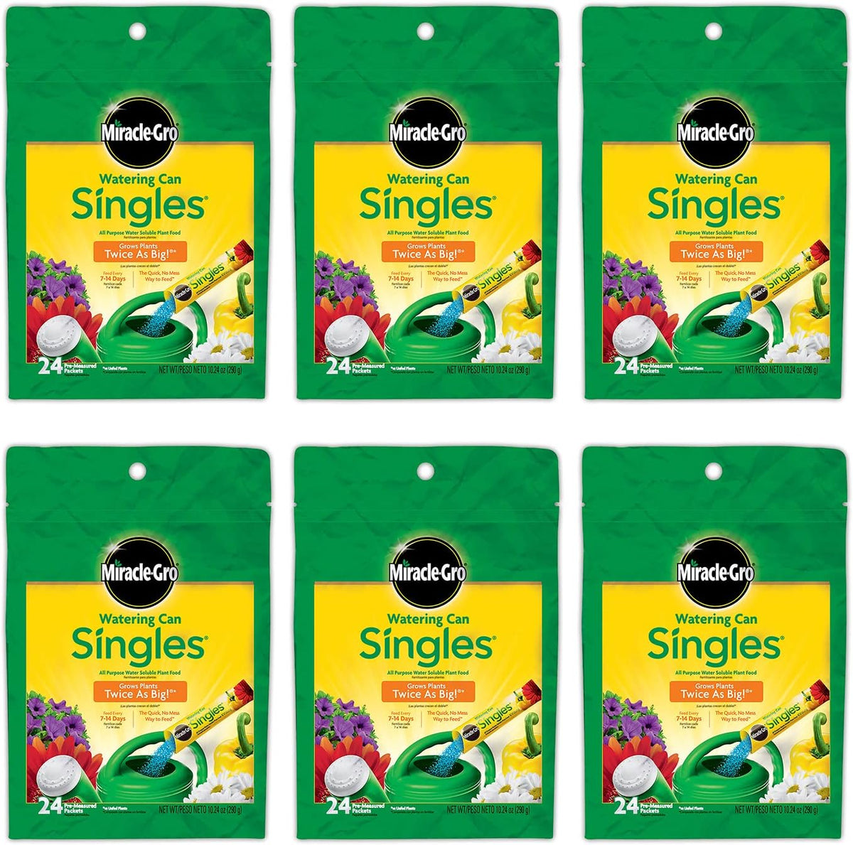Miracle-Gro Watering Can Singles Includes 24 Pre Measured Packets (6 Pack)