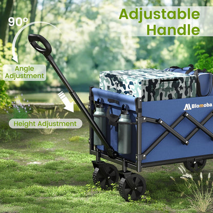 Collapsible Wagon with Wheels, 220 lbs Wagons Carts Foldable Wagon Cart with Flexible Handle
