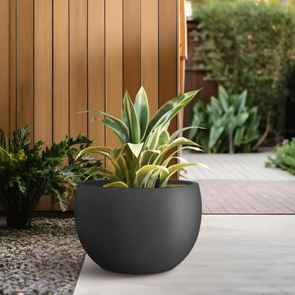 Kante 15.7" Dia Round Concrete Planter, Outdoor/Indoor Large Bowl Plant Pots with Drainage Hole and