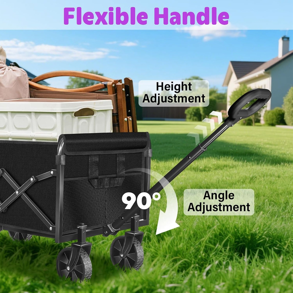 Wagons Carts Foldable,360 LBS Large Capacity Foldable Wagon Cart Collapsible Wagon with Wheels &