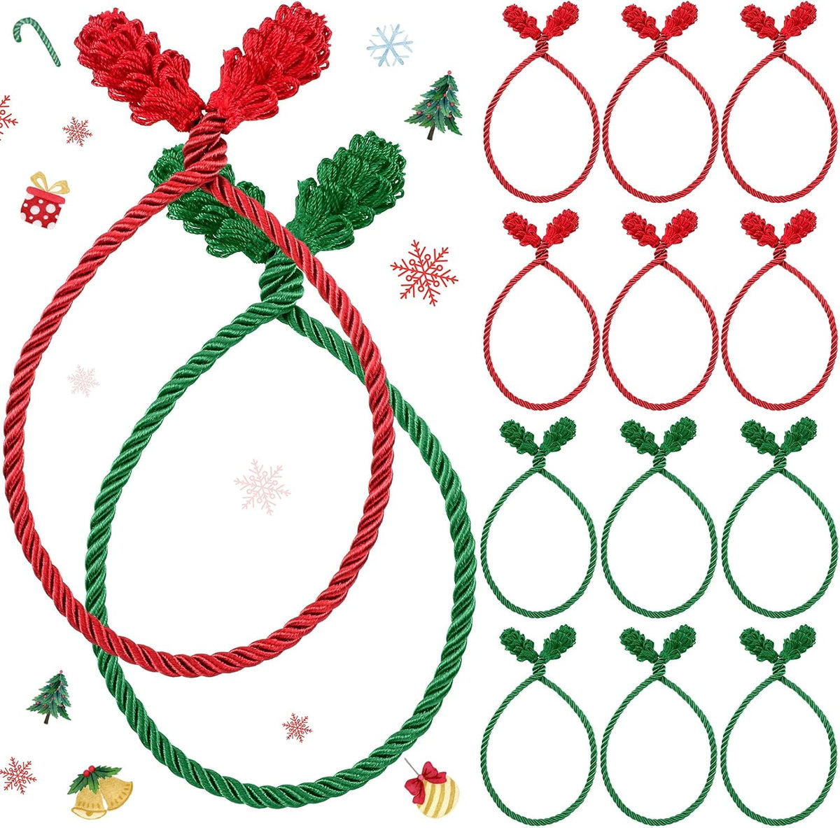 Shappy 12 Pieces Christmas Garland Banister Ties Christmas Decorative Reusable and Flexible Twist