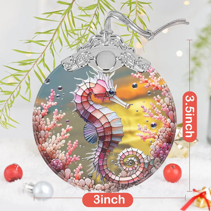 Seahorse Stained Glass Ornament - Christmas Tree Decor