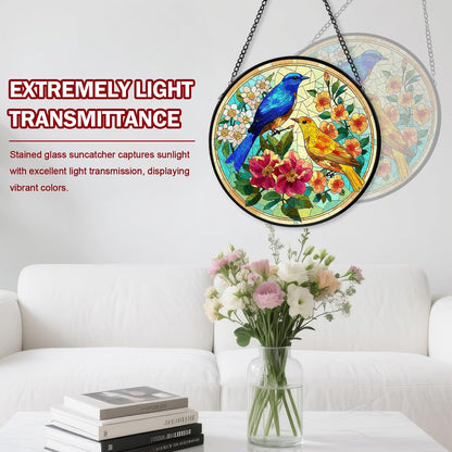 Hummingbird Stained Glass Window Hanging, Suncatcher Diamond Glass Panel Hangings, Sun Catchers
