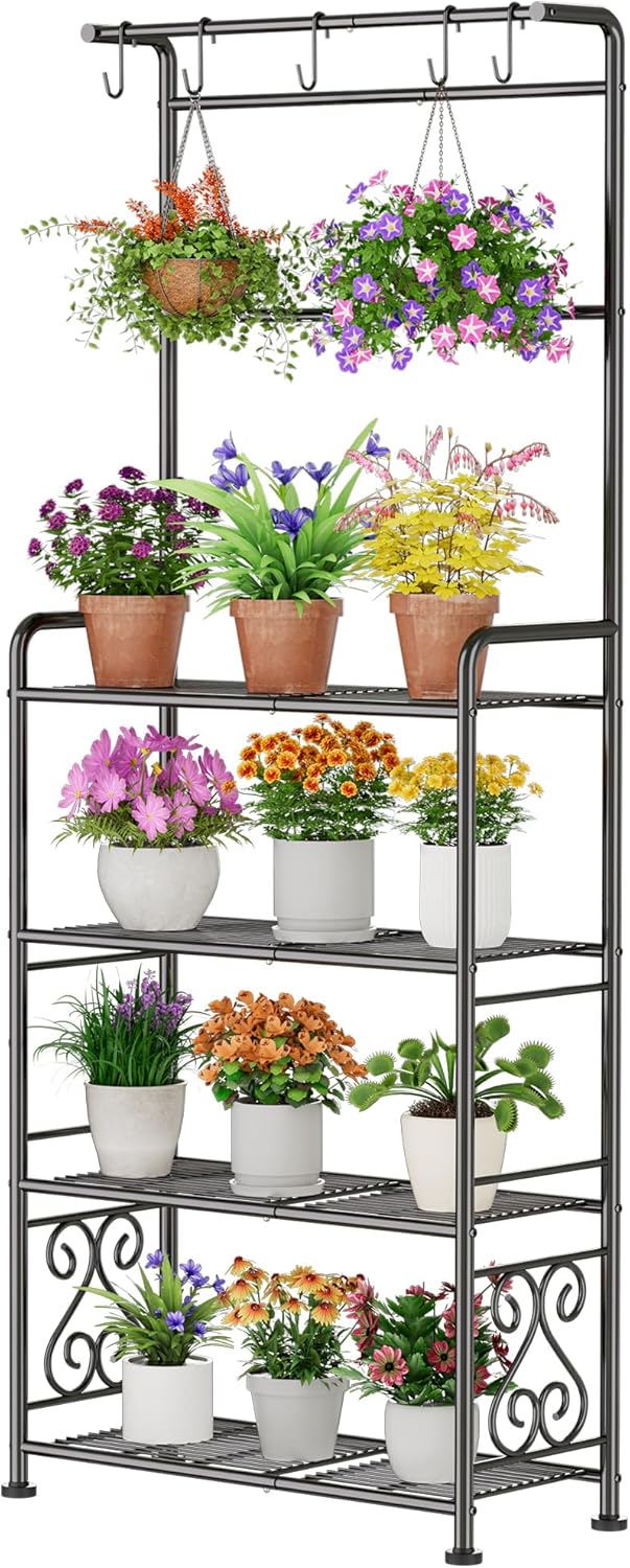 Plant Stand Indoor Outdoor Heavy Duty Metal - 68.4" Tall 4-Tier Shelf for Multiple Plants, Flowers