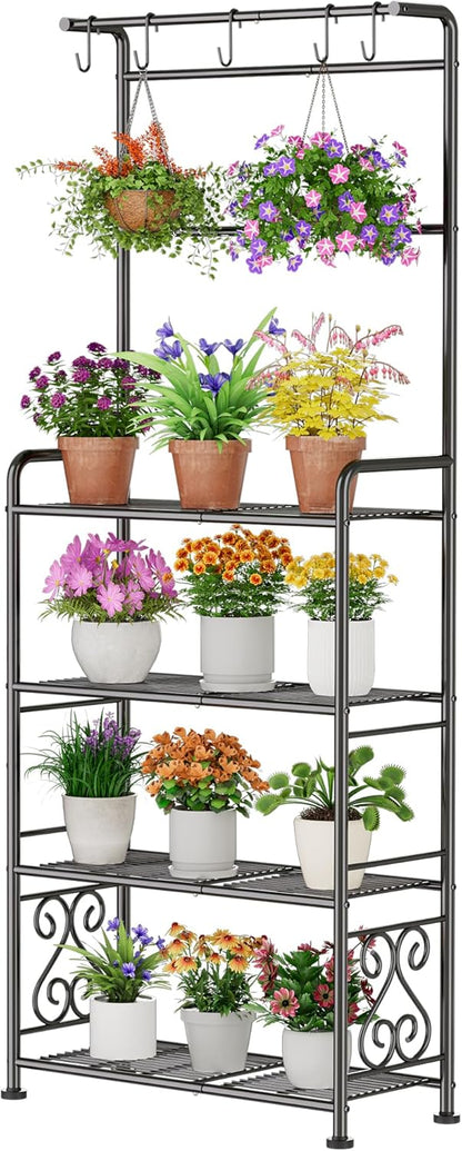 Plant Stand Indoor Outdoor Heavy Duty Metal - 68.4" Tall 4-Tier Shelf for Multiple Plants, Flowers