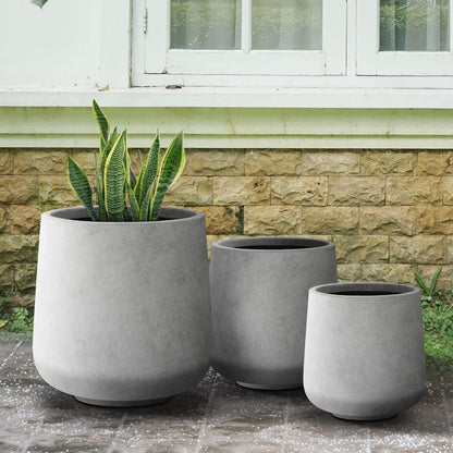 Kante 15.3"+11.6"+8.2" Dia Round Concrete Planter, Large Outdoor Indoor Planter Pots Containers
