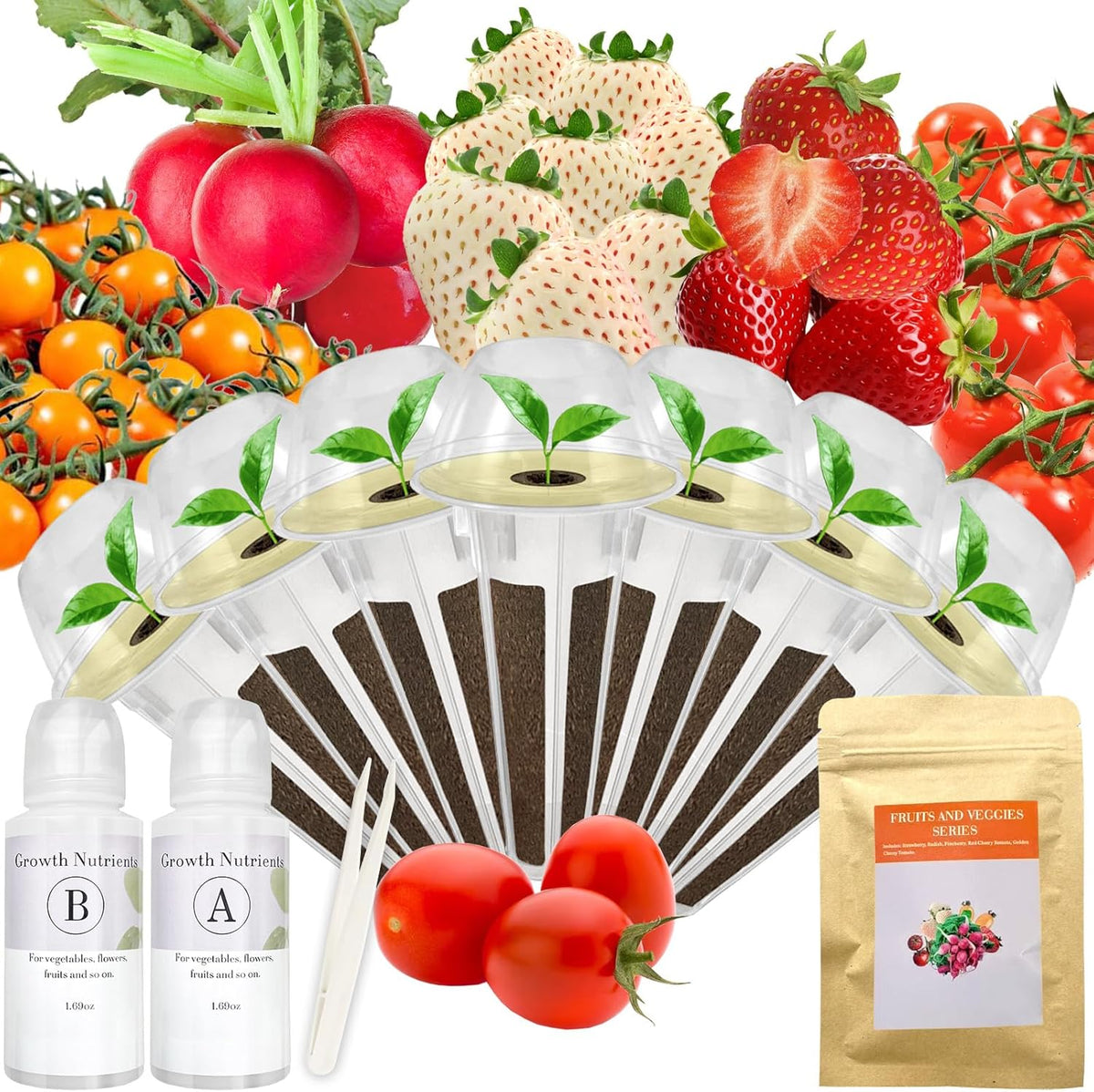 Red Strawberry and Pineberry Seed Pod Kit for AeroGarden, iDoo, Ahopegarden, MUFGA with Red