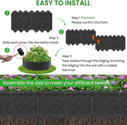 BLACKVINE 20Pcs 20ft (5'' Exposed Height) Plastic Landscape Edging Border,Flowerbed Garden Border