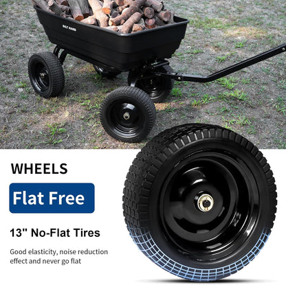 BILT HARD 7 Cu Ft Poly Garden Dump Cart 1200 lbs with No Flat Tires, Quick Release, 2-in-1