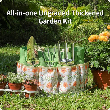Gardening Tools 10-Piece Heavy Duty Stainless Steel Hand Tools with Durable Garden Tools Storage