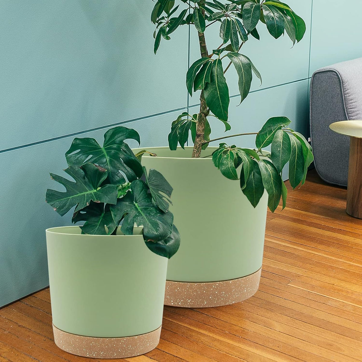QCQHDU 12 inch Plant Pot, 2 Pack Planters for Indoor Plants with Drainage Holes & Saucer, Outdoor