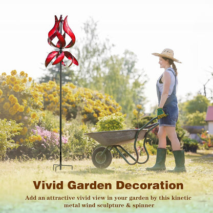 Large Garden Wind Spinner - Tulip Outdoor Yard Wind Sculptures & Spinners, Garden Decor Gift Ideas