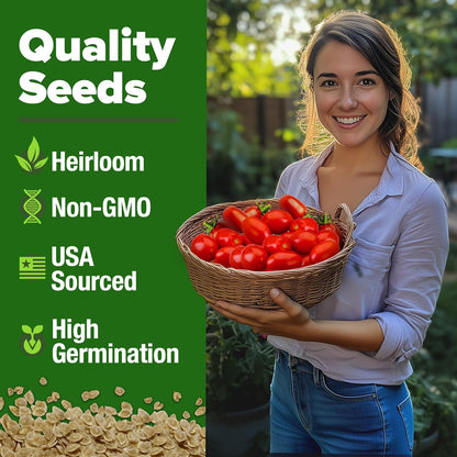 HOME GROWN San Marzano Tomato Seeds – 132 Heirloom, 𝗡𝗢𝗡-𝗚𝗠𝗢, 𝗨𝗦𝗔-𝗦𝗢𝗨𝗥𝗖𝗘𝗗 Seeds