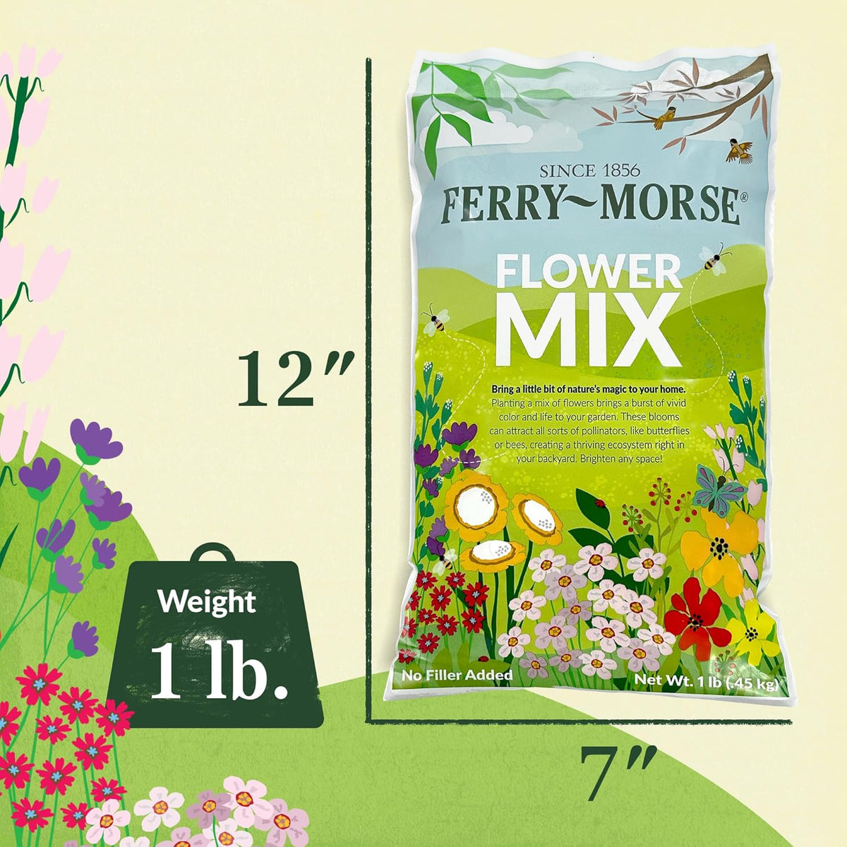 Ferry-Morse Dwarf Rainbow Colors Mix Bulk Wildflower Seeds, 1lb