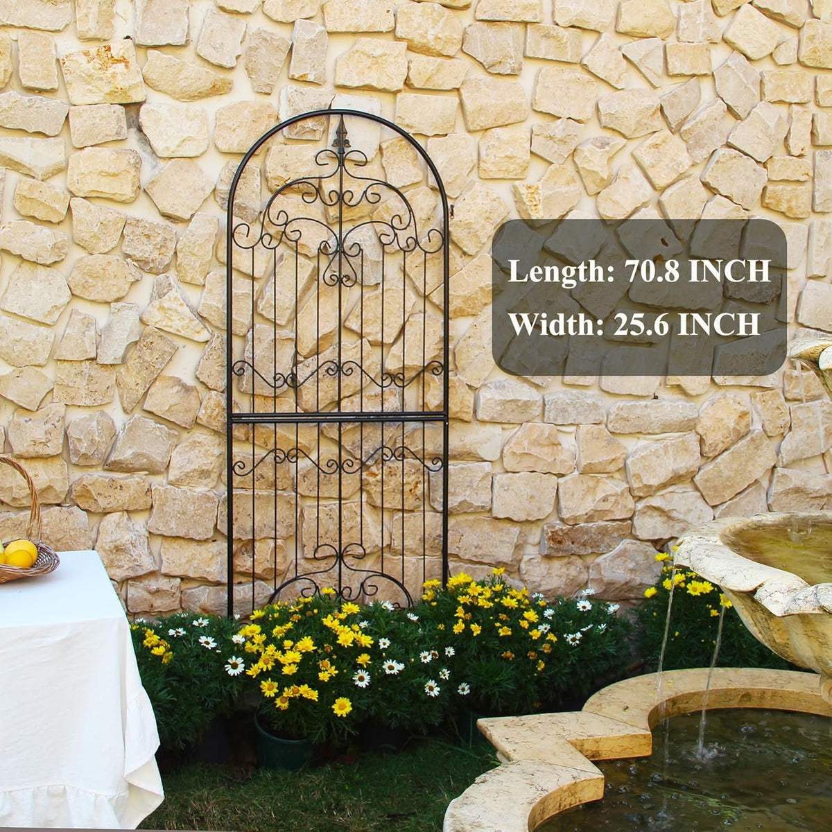Trellis for Climbing Plants 70.8" H x 25.6" W Metal Wrought Iron Outdoor Wall Panel for Vines