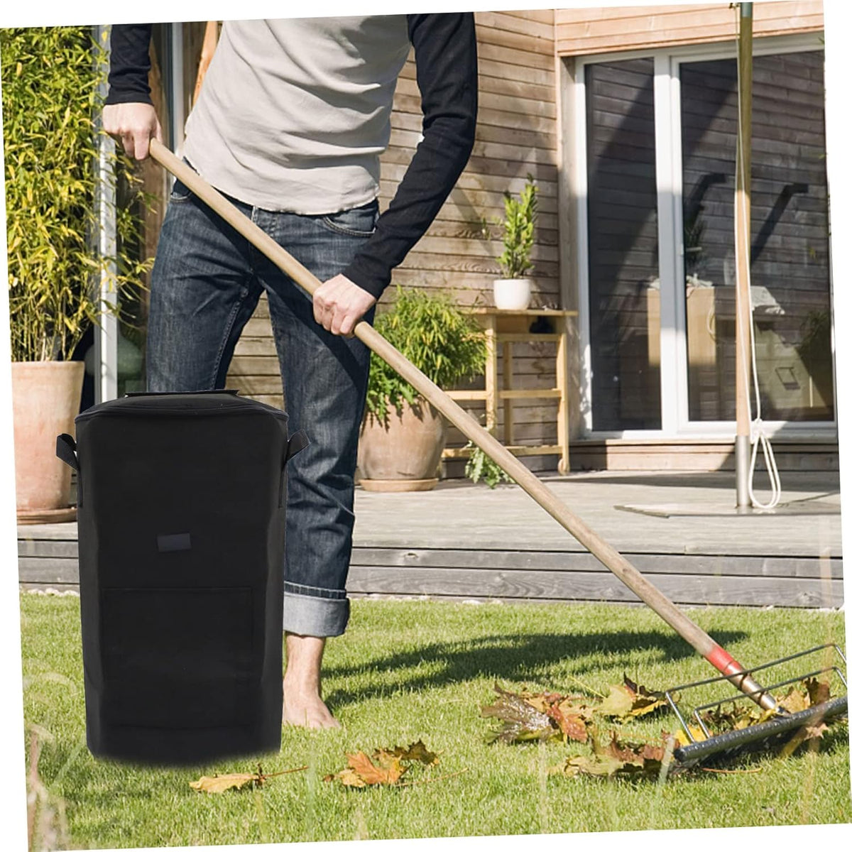POPETPOP Garden Waste Compost Bag Easy to Store Fallen Leaves Flowers Outdoor Composting Bins