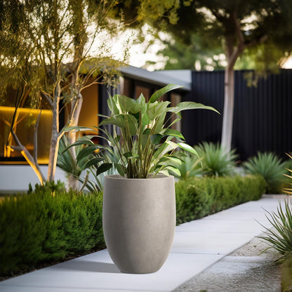 Kante 21.7" H Weathered Concrete Tall Planter, Large Outdoor Indoor Decorative Pot with Drainage