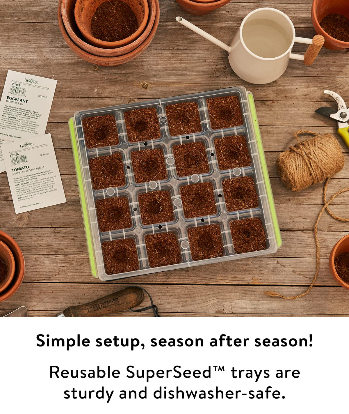 Burpee SuperSeed Starting Tray | 16 XL Cell | Reusable & Dishwasher Safe | for Vegetable, Flower &