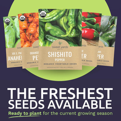 Organic Pepper Seeds (Sweet and Hot) Variety Pack - 14 Individual Packs - 2025 Season - Cayenne