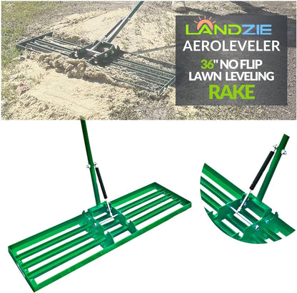 Landzie AeroLeveler - The Lawn Leveling Rake That Never Flips - Patented 36 inch Wide Pneumatic