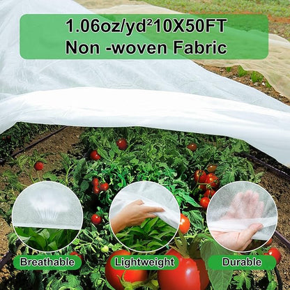 YDSL Plant Covers Freeze Protection 10FT×50FT, 1.06 oz/yd² Floating Row Covers for Garden Beds