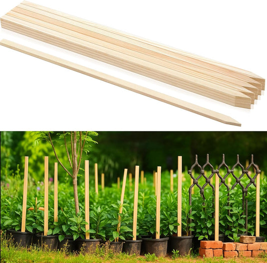 20 Pieces Wooden Garden Stakes 48 Inch Grade and Survey Stakes Wooden Garden and Sign Posts for